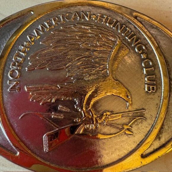 North American Hunting Club 24K Gold & Rhodium Plated Solid Brass Belt Buckle - Picture 2 of 5